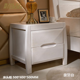 全实木白色橡木简易床头柜创意卧室现代简约床边柜烤漆储物收纳柜