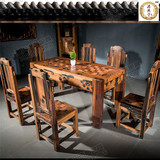 实木餐桌椅组合老船木长方形餐台现代简约精品热卖YX014