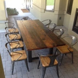 欧式仿古实木西餐桌咖啡厅奶茶店桌椅组合 茶桌原木复古铁艺餐桌