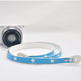 独家设计蓝色皮质相机背带 索尼微单旁轴挂绳RX1R 相机肩带细颈带