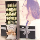鲜花速递19朵白玫瑰鲜花花束礼盒 圣诞节送女友爱人朋友生日礼物