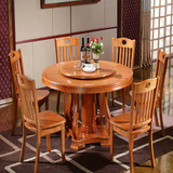实木橡木餐桌椅组合伸缩折叠餐桌圆桌宜家圆形大中小吃饭桌子包邮