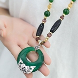 韩国长款项链绿色猫眼石双鱼座女装配饰的项链装饰毛衣链