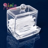 701  高档透明水晶棉签盒 欧式亚克力化妆棉桌面收纳盒 2个包邮