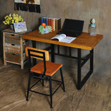 美式铁艺实木电脑桌简易办公桌书桌实木餐厅餐桌椅咖啡桌休闲桌椅