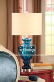 地中海风格美式系列蓝色玻璃装饰台灯客厅卧室台灯出口正品