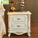 高档奢华法式实木床头柜时尚欧式卧室储物柜简约烤漆象牙白