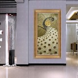 油画欧式高档客厅玄关装饰画挂画纯手绘装饰抽象现代装饰画孔雀