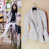日本外贸原单小西装女修身显瘦通勤气质西服纯色女外套