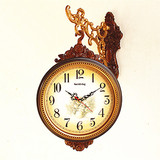 欧式钟表双面挂钟客厅静音大号两面仿古个性创意现代简约石英钟表