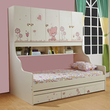儿童床女孩 衣柜床公主床儿1.5米双人衣柜床 多功能储物床组合床