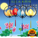 新中式铁艺吊灯具荷花布艺茶楼客厅过道现代艺术客厅灯笼莲花创意