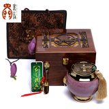 冰裂陶瓷茶叶罐 高档实木礼盒茶叶包装空盒 红茶绿茶半斤装茶盒子