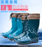 回力正品女时尚中筒韩版雨鞋雨靴塑胶冬季加绒保暖可拆防滑防水靴