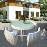 创意阳台桌椅组合休闲庭院户外圆形藤椅子花园仿藤五件套藤编家具