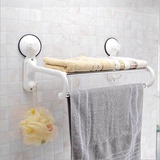 创意双庆吸盘毛巾架浴室卫生间吸壁式单层毛巾杆挂钩浴巾架置物架