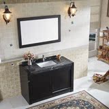 美式黑色大理石浴室柜全橡木实木卫浴柜组合落地式台下盆洗脸柜