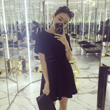 韩国代购新款女装潮小黑裙修身显瘦中裙子夏季名媛气质黑色连衣裙