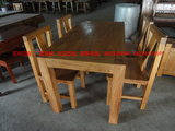 原木家具 原生态家具 全实木家具餐桌椅组合老榆木家具1.2米餐桌