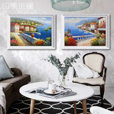 地中海 纯手绘油画 现代欧式自然风景装饰画客厅卧室挂画印象斑斓