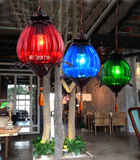 漫咖啡厅彩色玻璃吊灯仿古琉璃单头树挂装饰灯 西餐厅酒吧台灯具