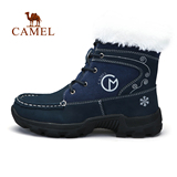 CAMEL骆驼户外女休闲徒步鞋 牛皮高帮加绒 保暖防滑徒步鞋