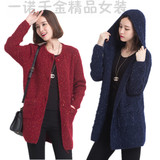 2015秋冬季女装加厚毛衣针织开衫中长款打底韩版修身时尚宽松外套