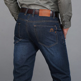 2015新款秋冬季NIAN JEEP牛仔裤男士休闲弹力棉厚款中腰直筒大码