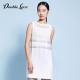 Doublelove 白色直身连衣裙   D15PP4051a