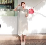 韩国直邮Cherrykoko官网正品代购圆领纯色无袖韩版连衣裙