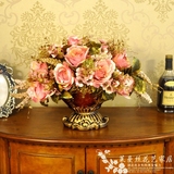 欧式复古陶瓷宫廷高仿真花家居装饰花套装带花瓶整体花艺假花摆设