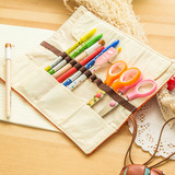 卷笔袋 优雅化妆包 帆布学生用品卷帘笔袋铅笔文具盒布艺清新复古