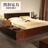 实木床水曲柳1.8米1.5高箱双人床欧美式卧室家具日式榻榻米储物床