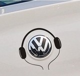 汽车贴纸大众新波罗POLO尼桑耳机个性改装车标装饰贴宝来尼桑尾标