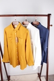 2015外贸原单新款宽松纯棉POLO领长袖单排扣开衫女式衬衫新品上市