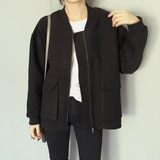 韩版立领黑色长袖拉链短春季新品女装学院风显瘦棒球服呢子外套