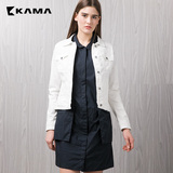卡玛KAMA 2016春新款纯色外套女修身显瘦短款休闲牛仔夹克7116771