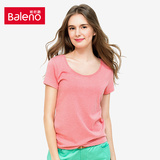 Baleno/班尼路女装 甜美学院风性感短袖T恤 纯色圆领体恤打底衫夏
