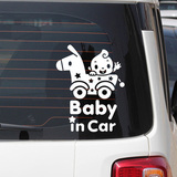 小木马宝宝在车上车贴baby in car 警示标志贴 汽车装饰贴纸