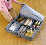 竹炭无纺布防尘床底下鞋子收纳盒装长短靴子整理箱鞋柜可自由分隔