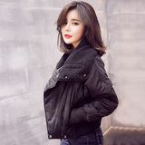 2015韩版长袖羊羔毛羊羔绒宽松外套 短款棉服棉衣棉袄女学生韩国