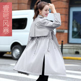 风衣女2016秋装新款韩版中长款修身显瘦收腰纯色时尚气质薄款外套
