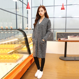 2015秋冬季新款韩版大码中长款针织衫开衫女毛线外套修身显瘦