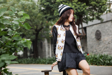 2015冬装新款 韩版印花加厚短外套 女式休闲夹棉棉衣 卫衣夹克衫