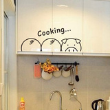 卡通动漫可爱小猪墙贴纸 厨房防水瓷砖背景墙壁装饰贴画橱柜贴花