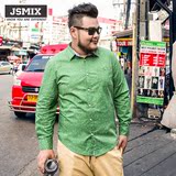 JSMIX胖胖星球大码男装男士长袖条波点衬衫 加肥加大宽松胖子衬衣