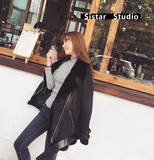 SISTAR秋冬女装新款 超级柔软的麂皮加厚加绒全黑帅气机车服