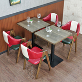 现货特价定制咖啡厅桌椅复古做旧美式乡村水曲柳餐桌椅实木西餐厅