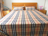 床单纯棉手织整幅加宽无拼接老粗布格子床单三件套 250*250