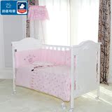 BELOPO贝乐堡梦幻城堡纯棉婴儿床品套件含床围床单被子粉色